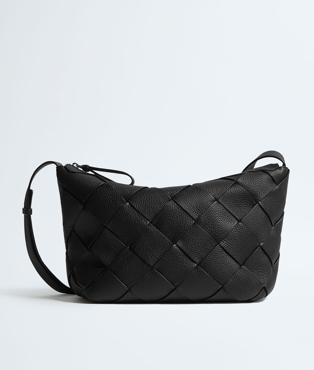 Nyttra Women's Black Woven Leather Hobo Bag