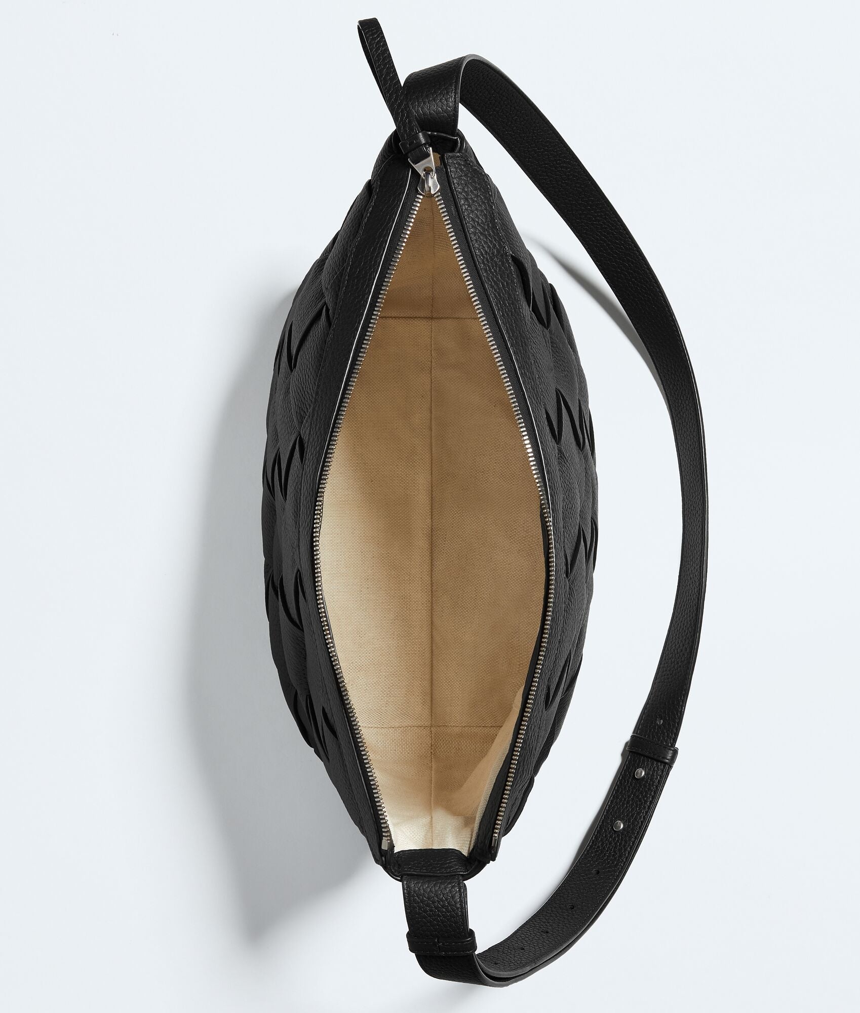Nyttra Women's Black Woven Leather Hobo Bag