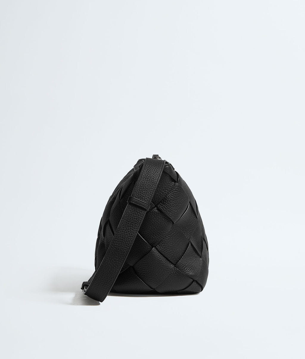 Nyttra Women's Black Woven Leather Hobo Bag
