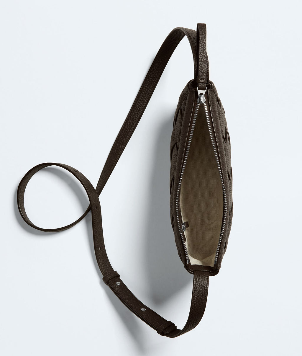 Nyttra Women's Brown Woven Leather Crossbody Bag