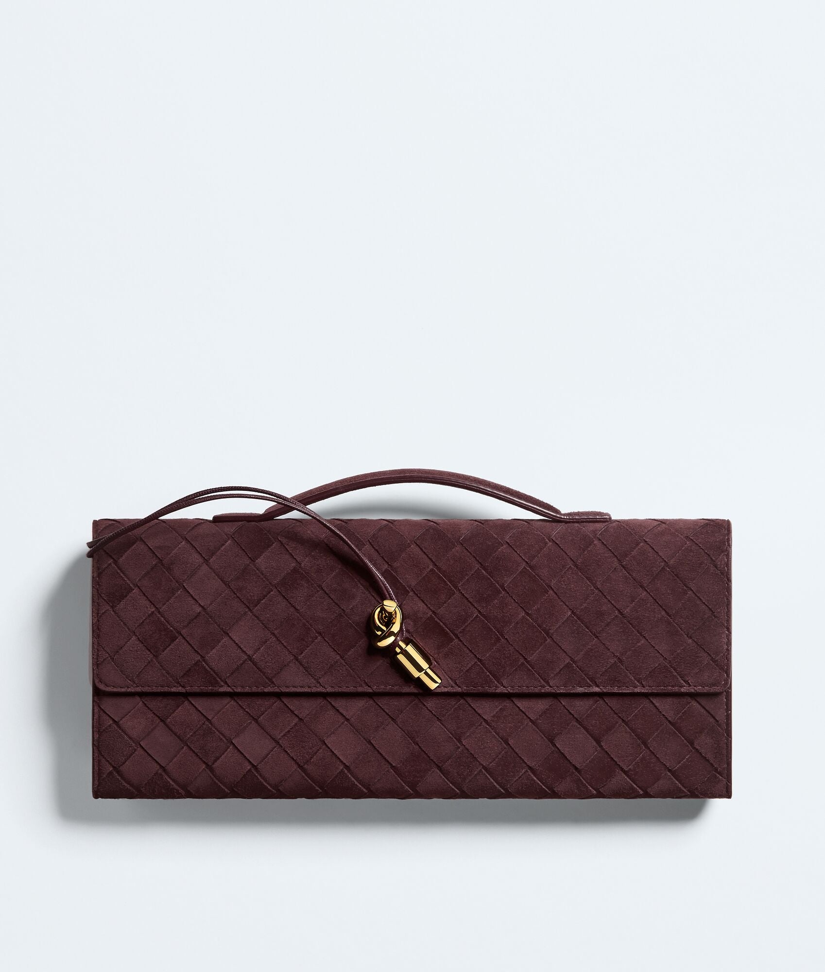 Nyttra Women's Deep Mahogany Woven Suede Top Handle Clutch