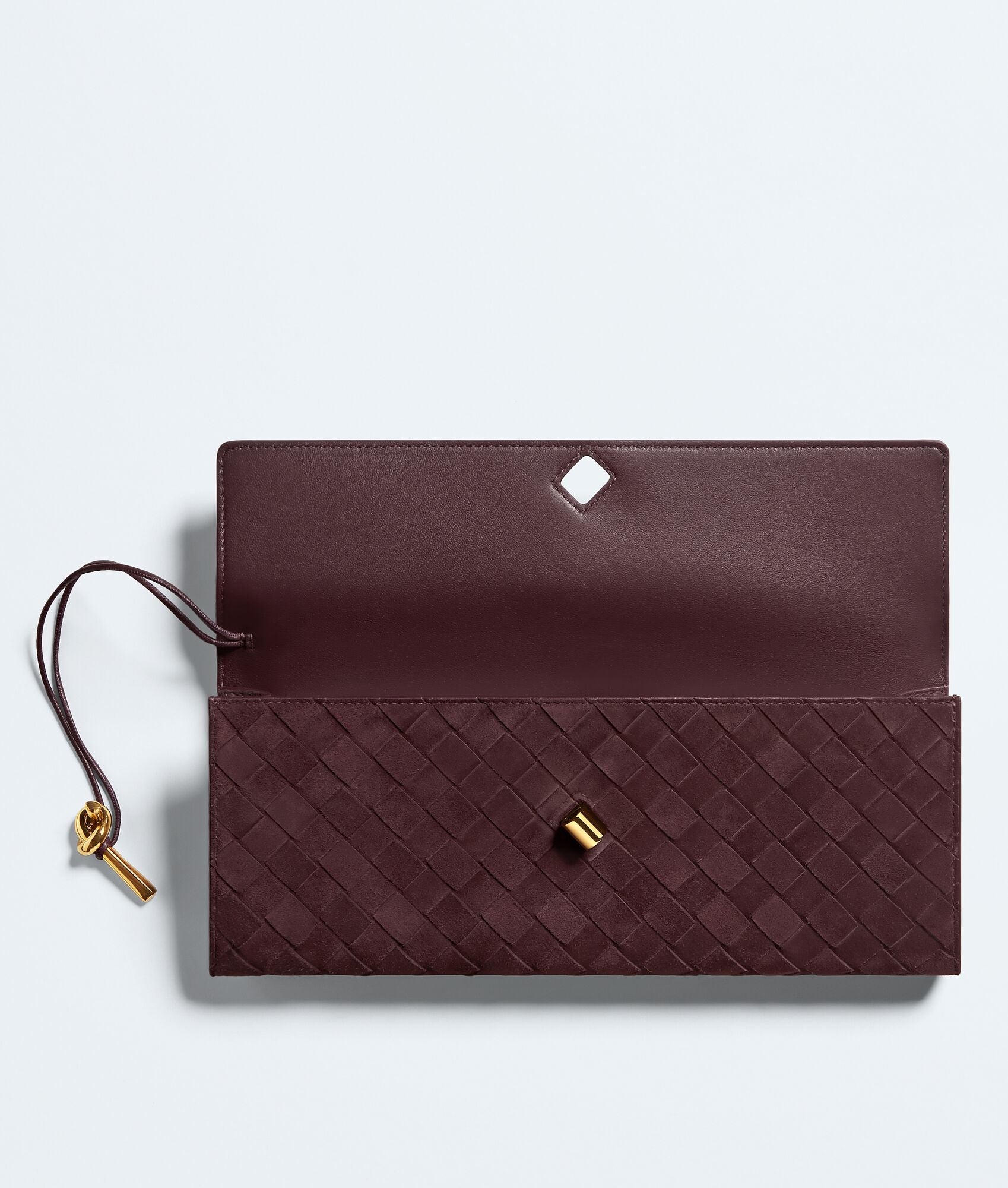 Nyttra Women's Deep Mahogany Woven Suede Top Handle Clutch