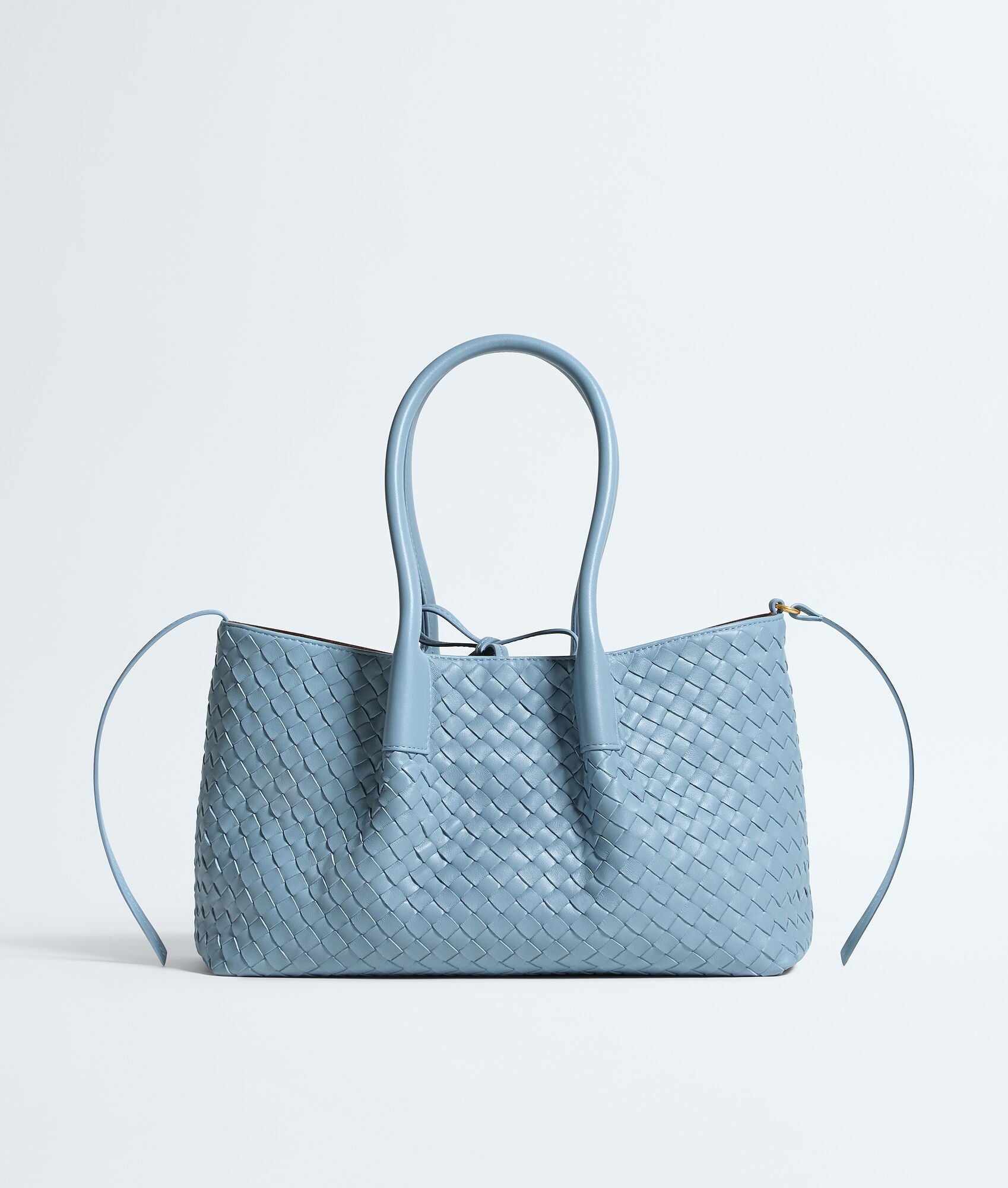 Nyttra Women's Mineral Blue Reversible Woven Leather Tote Bag
