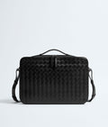 Nyttra Men's Black Slim Woven Leather Briefcase