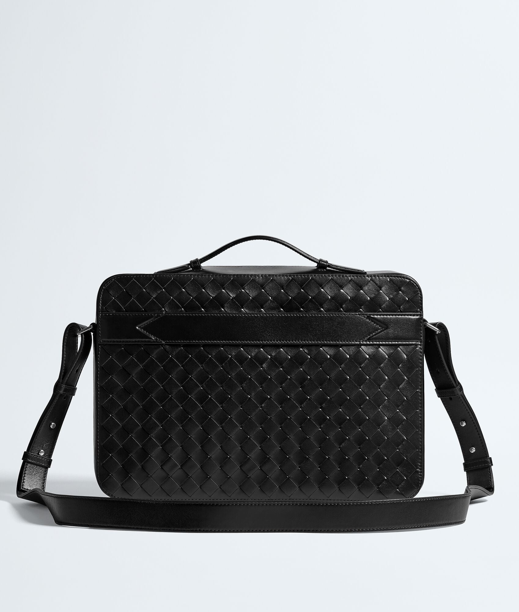 Nyttra Men's Black Slim Woven Leather Briefcase